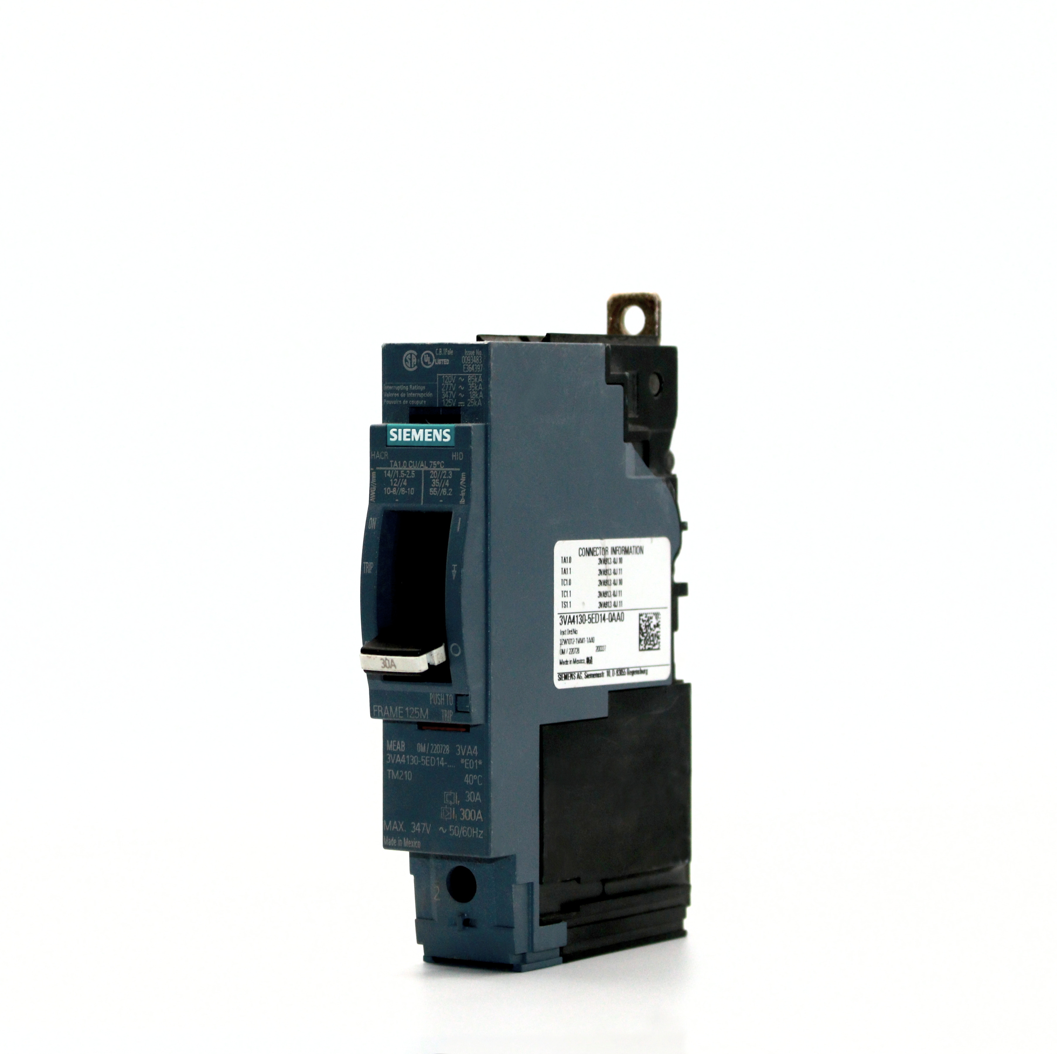 Siemens SENTRON 3VA41 1-Pole Circuit Breaker, 277V, 35kAIC (20A-50A)