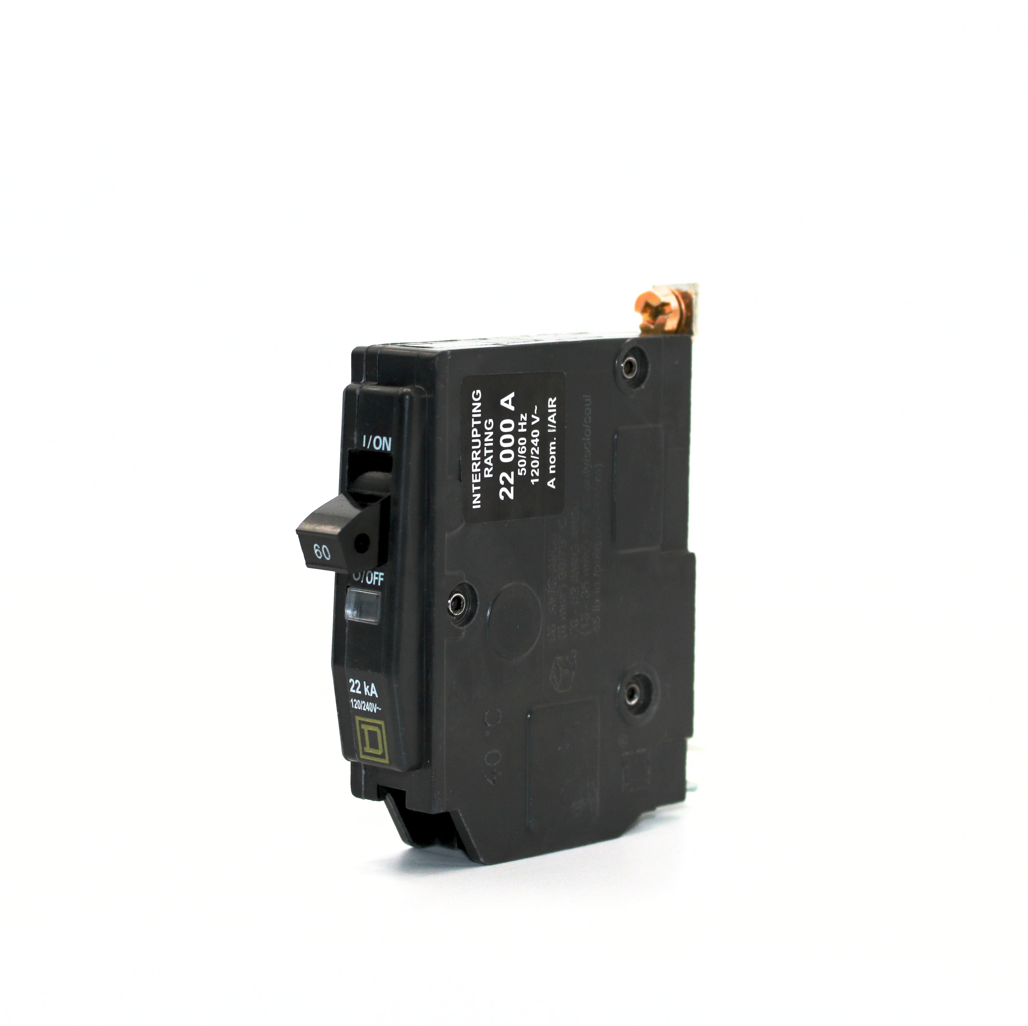 Square D QOB 1-Pole Circuit Breaker, 120/240V, 22kAIC (20A-60A)