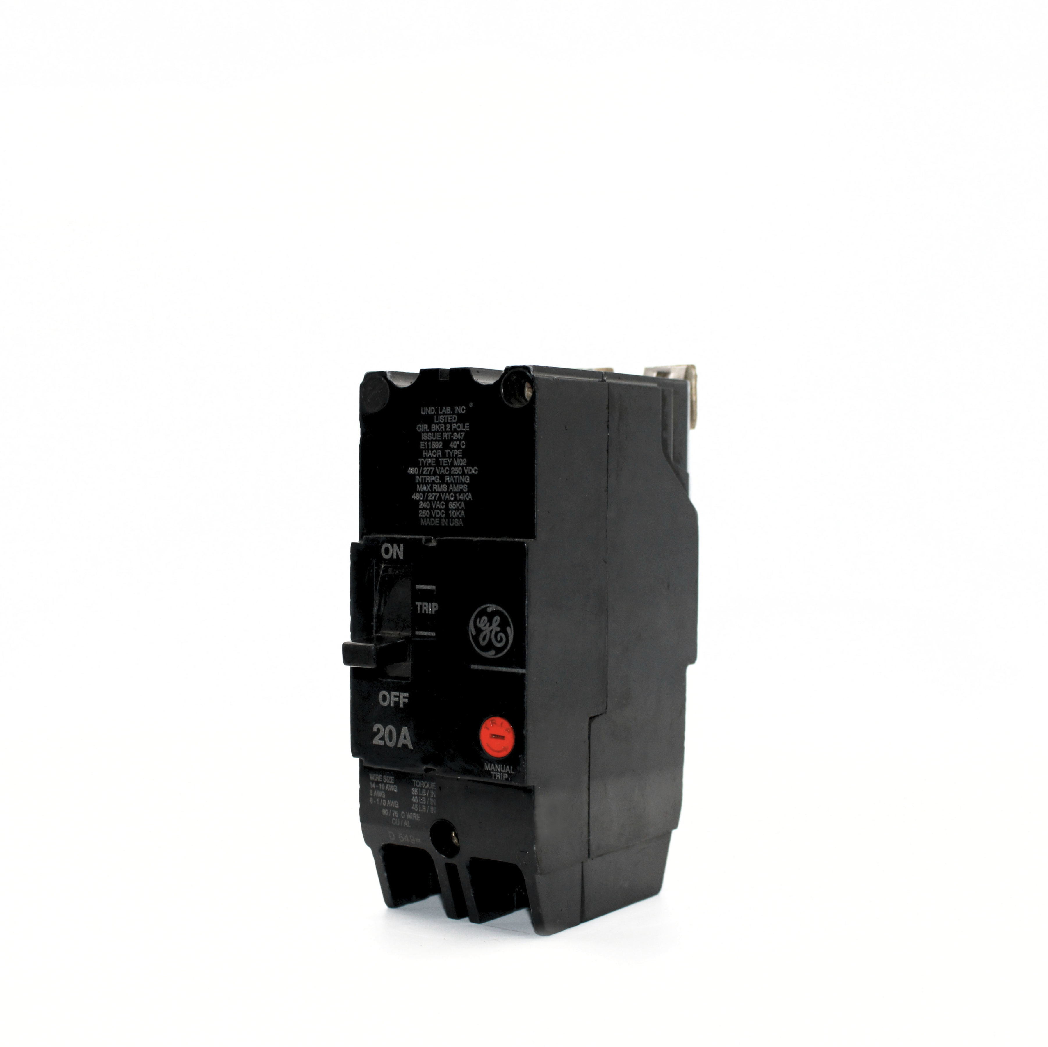 GE TEY 2-Pole Bolt-On Circuit Breaker (20A - 90A)