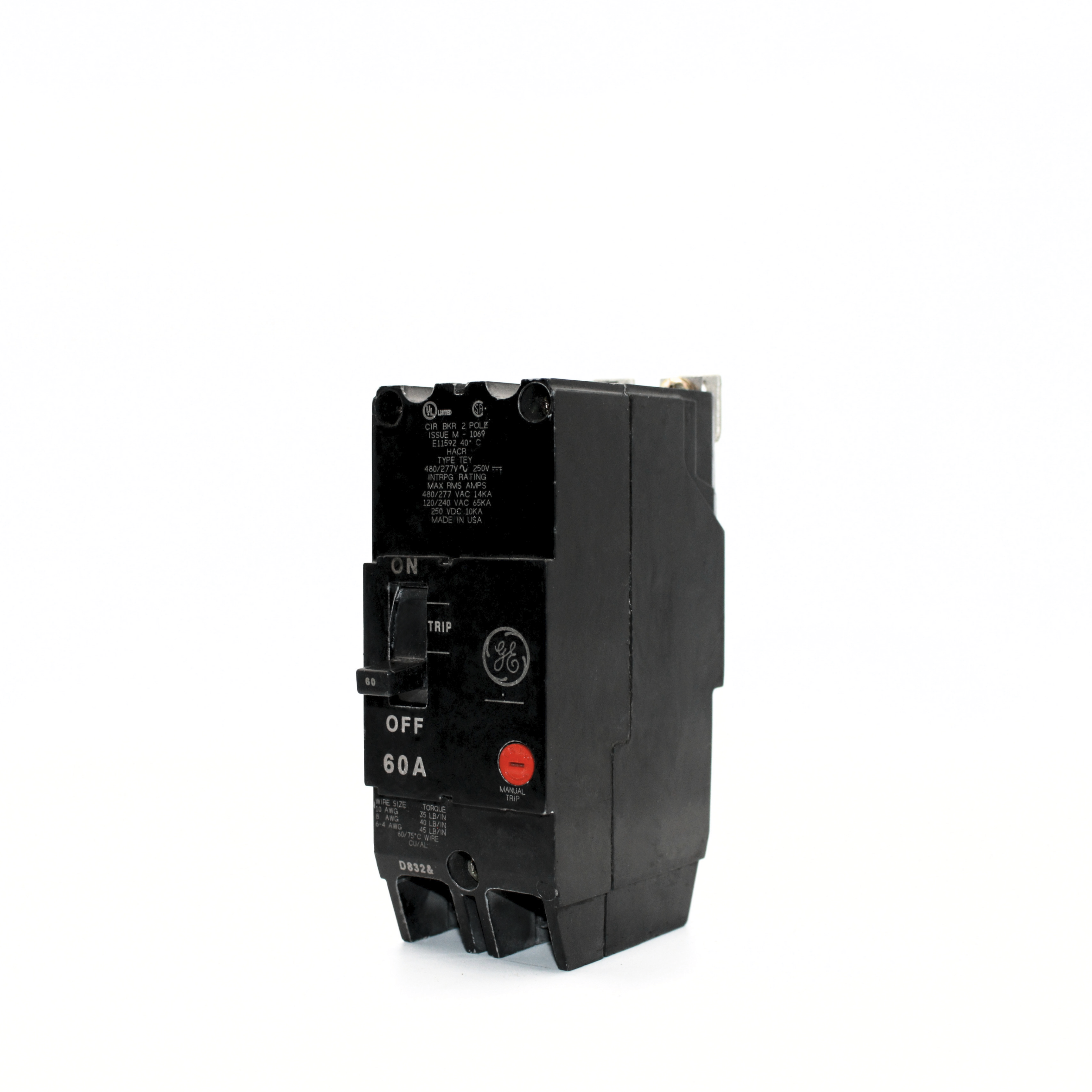 GE TEY 2-Pole Bolt-On Circuit Breaker (20A - 90A)