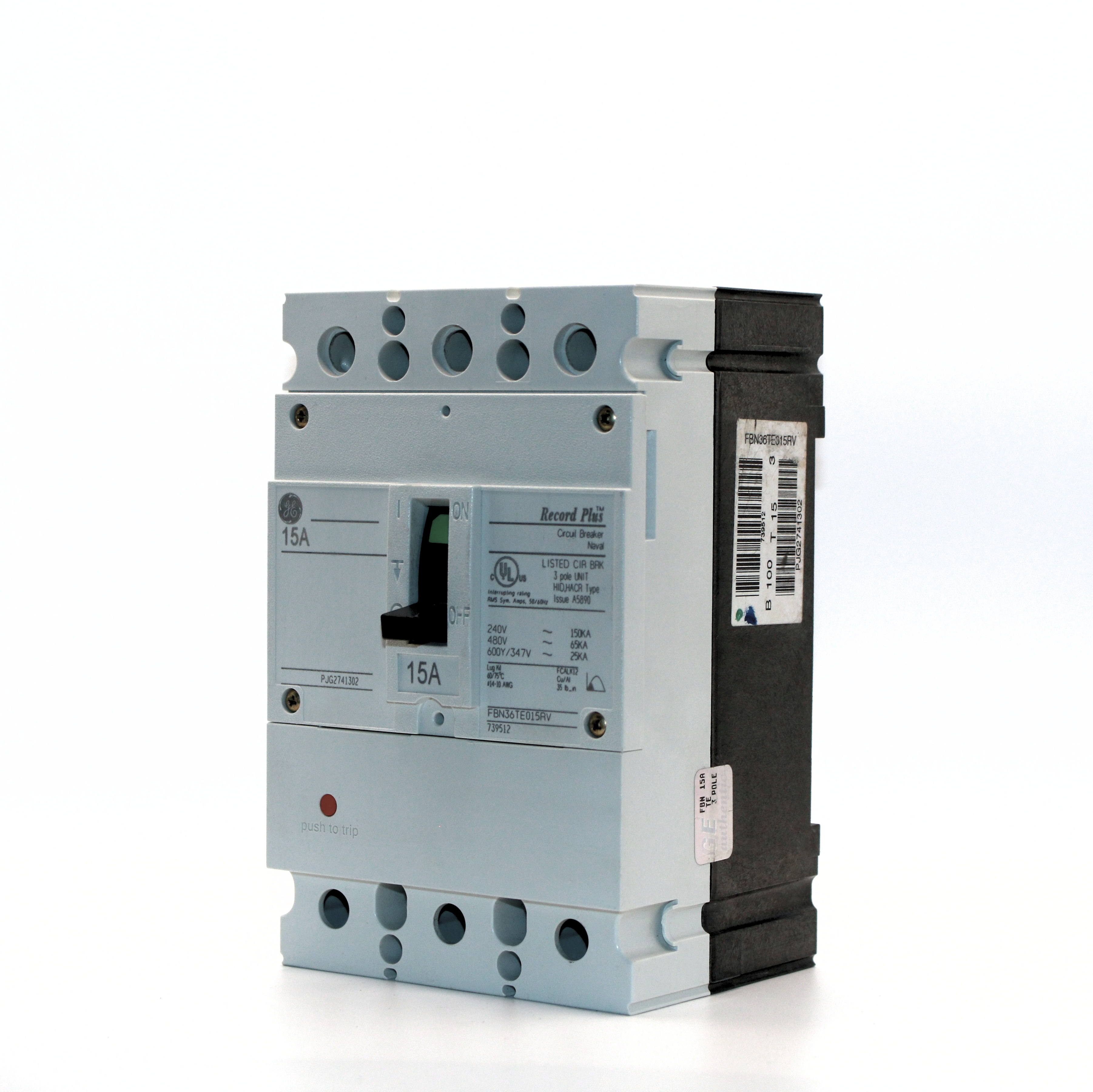 GE Record Plus FBN 3-Pole Circuit Breaker, 600V (15A-90A)