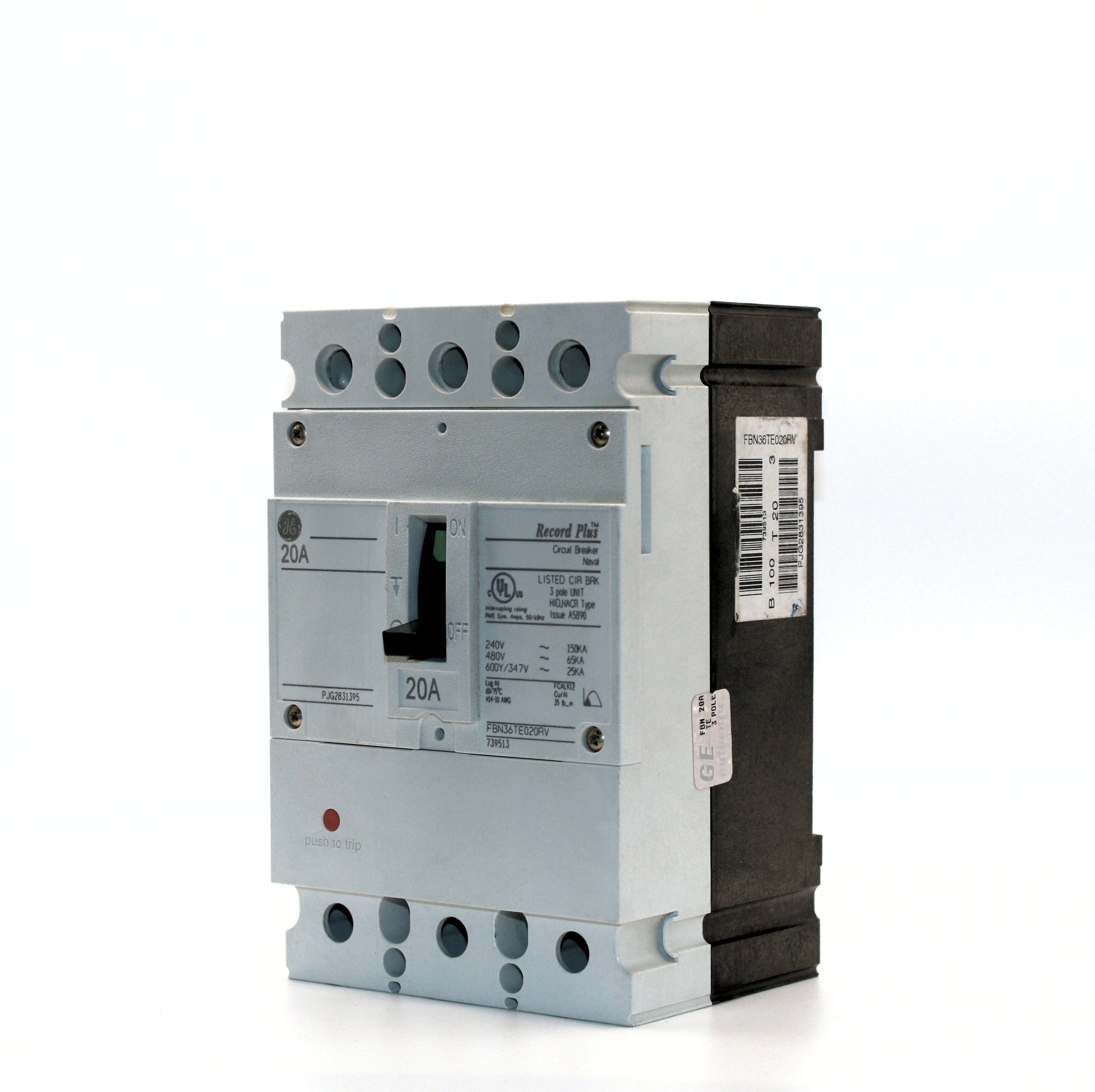 GE Record Plus FBN 3-Pole Circuit Breaker, 600V (15A-90A)