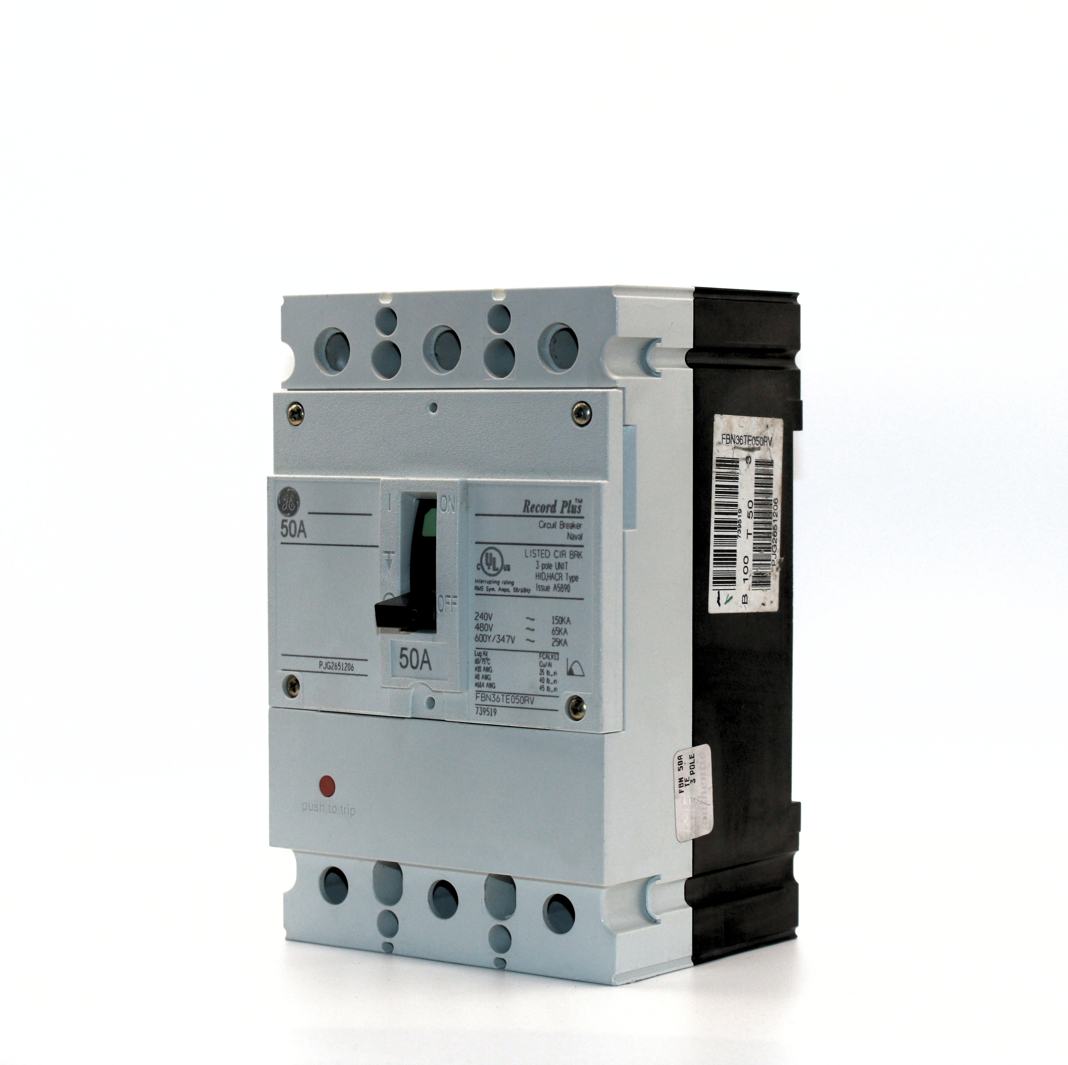 GE Record Plus FBN 3-Pole Circuit Breaker, 600V (15A-90A)