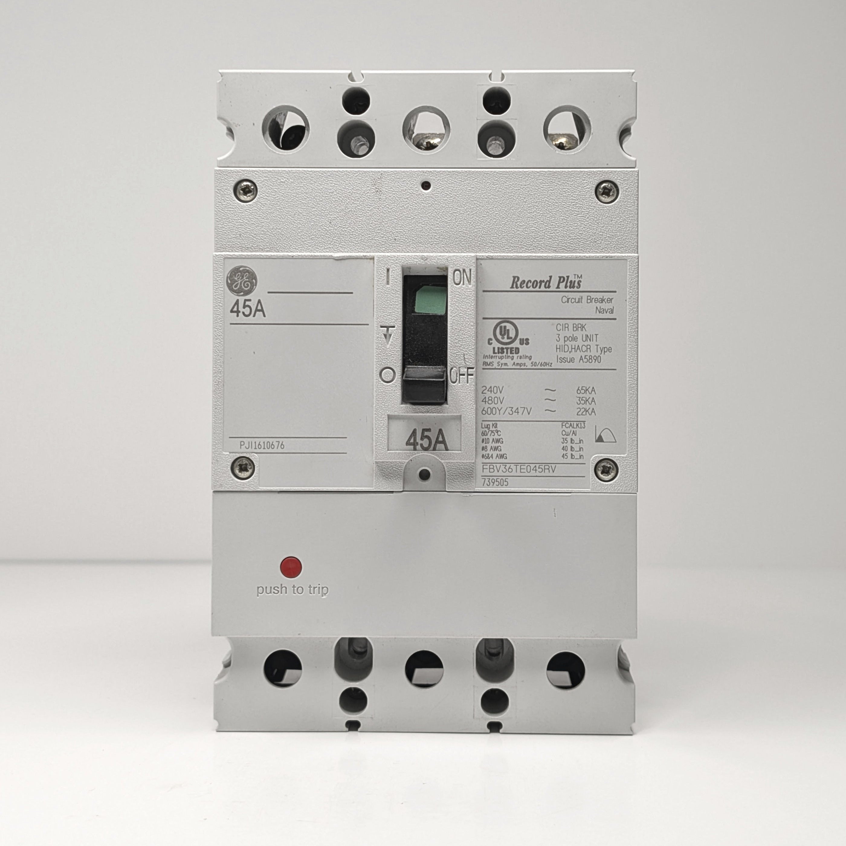 GE Record Plus FBV 3-Pole Circuit Breaker, 600V  (45A - 100A)