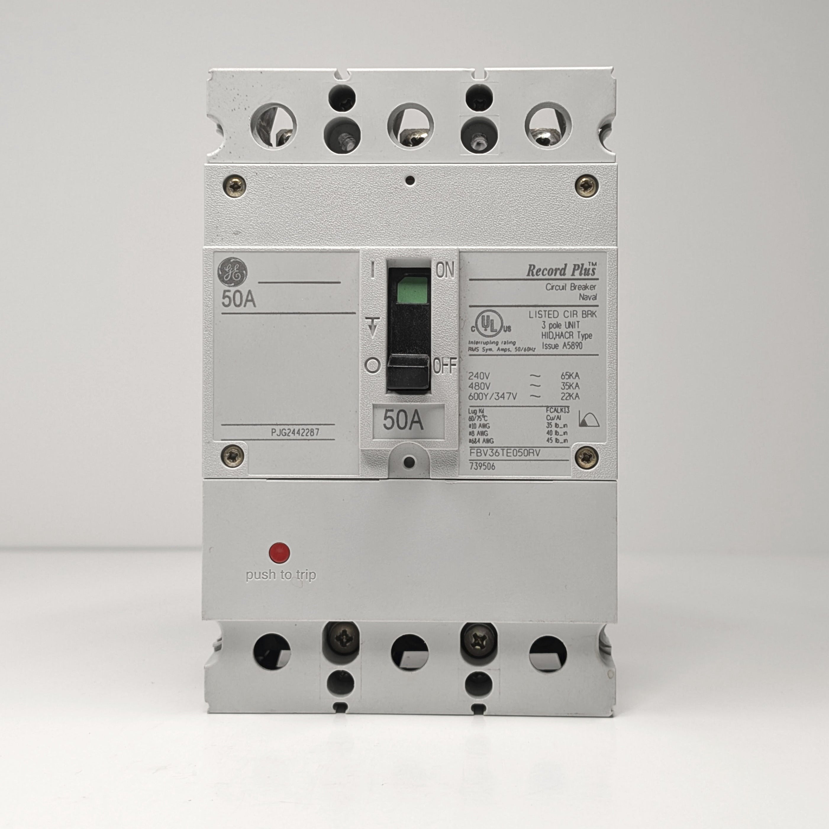GE Record Plus FBV 3-Pole Circuit Breaker, 600V  (45A - 100A)