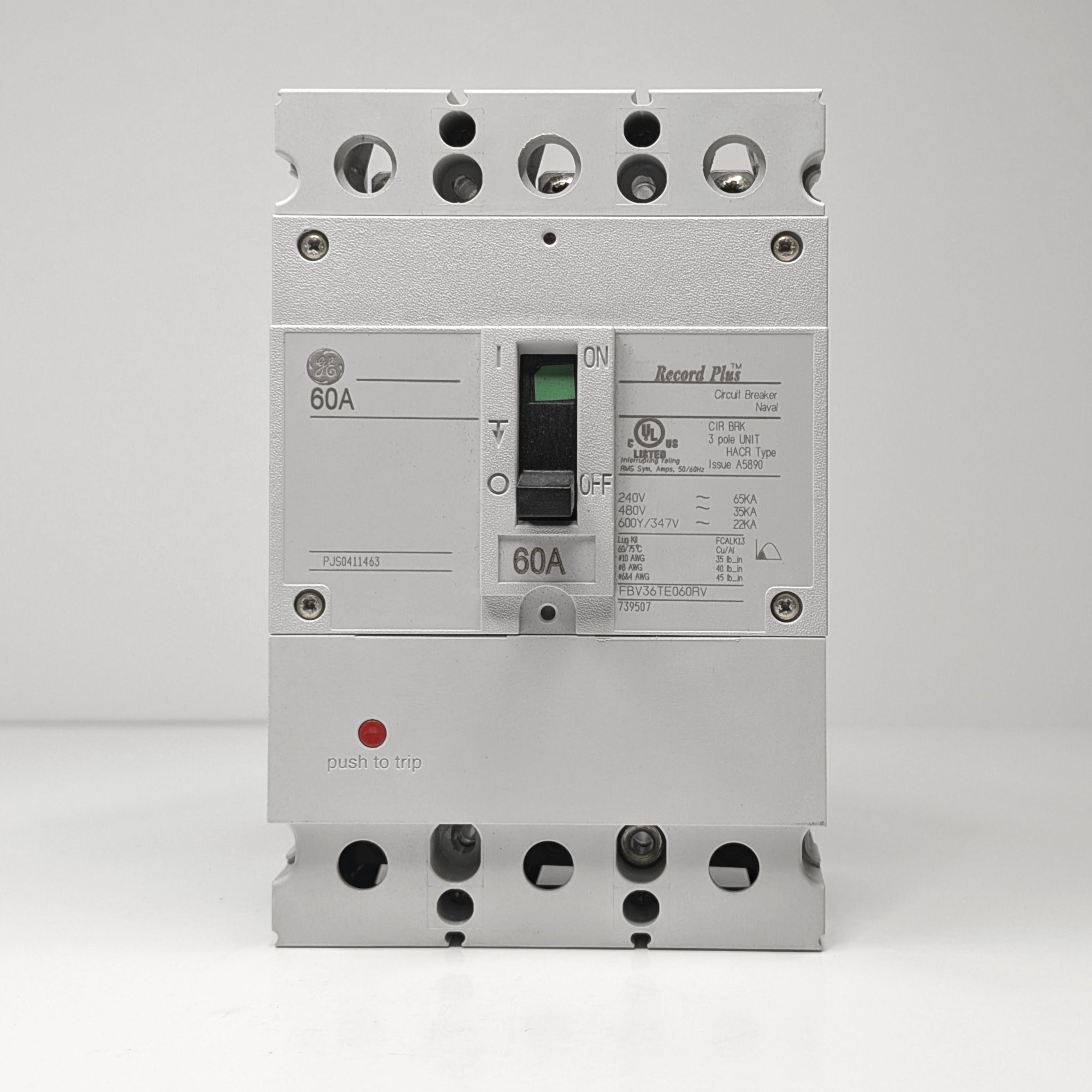 GE Record Plus FBV 3-Pole Circuit Breaker, 600V  (45A - 100A)