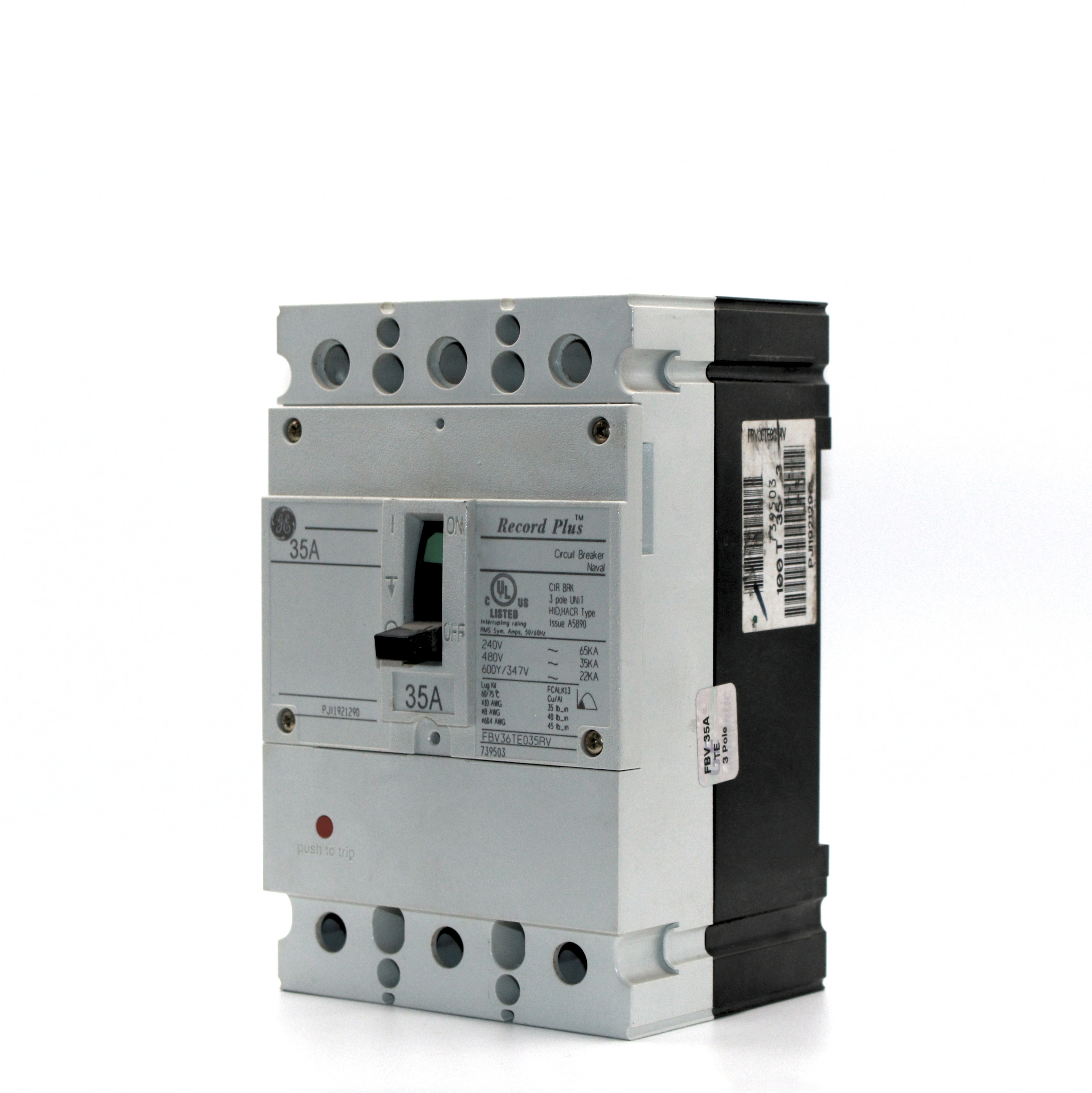 GE Record Plus FBV 3-Pole Circuit Breaker, 600V  (45A - 100A)