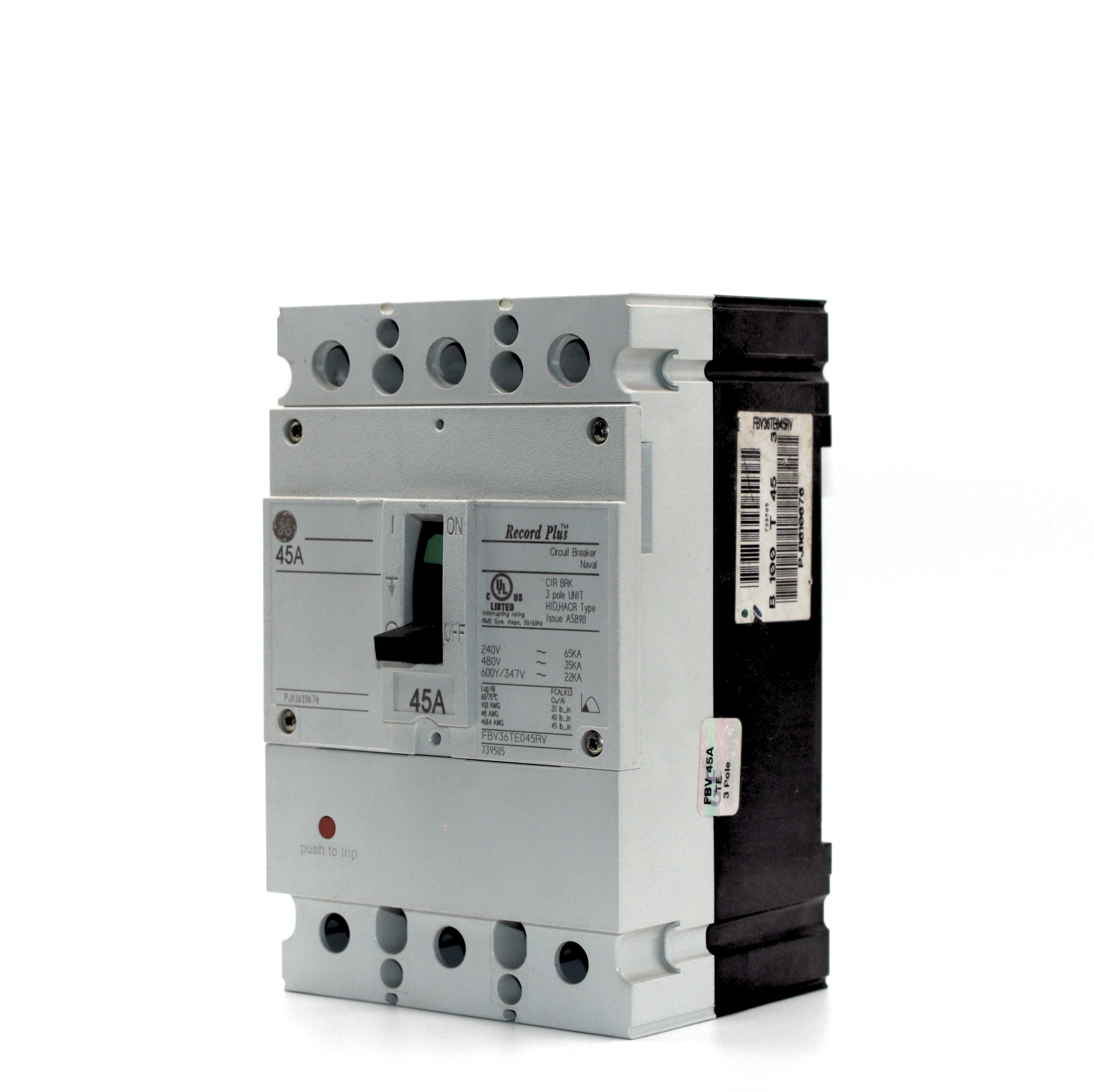 GE Record Plus FBV 3-Pole Circuit Breaker, 600V  (45A - 100A)