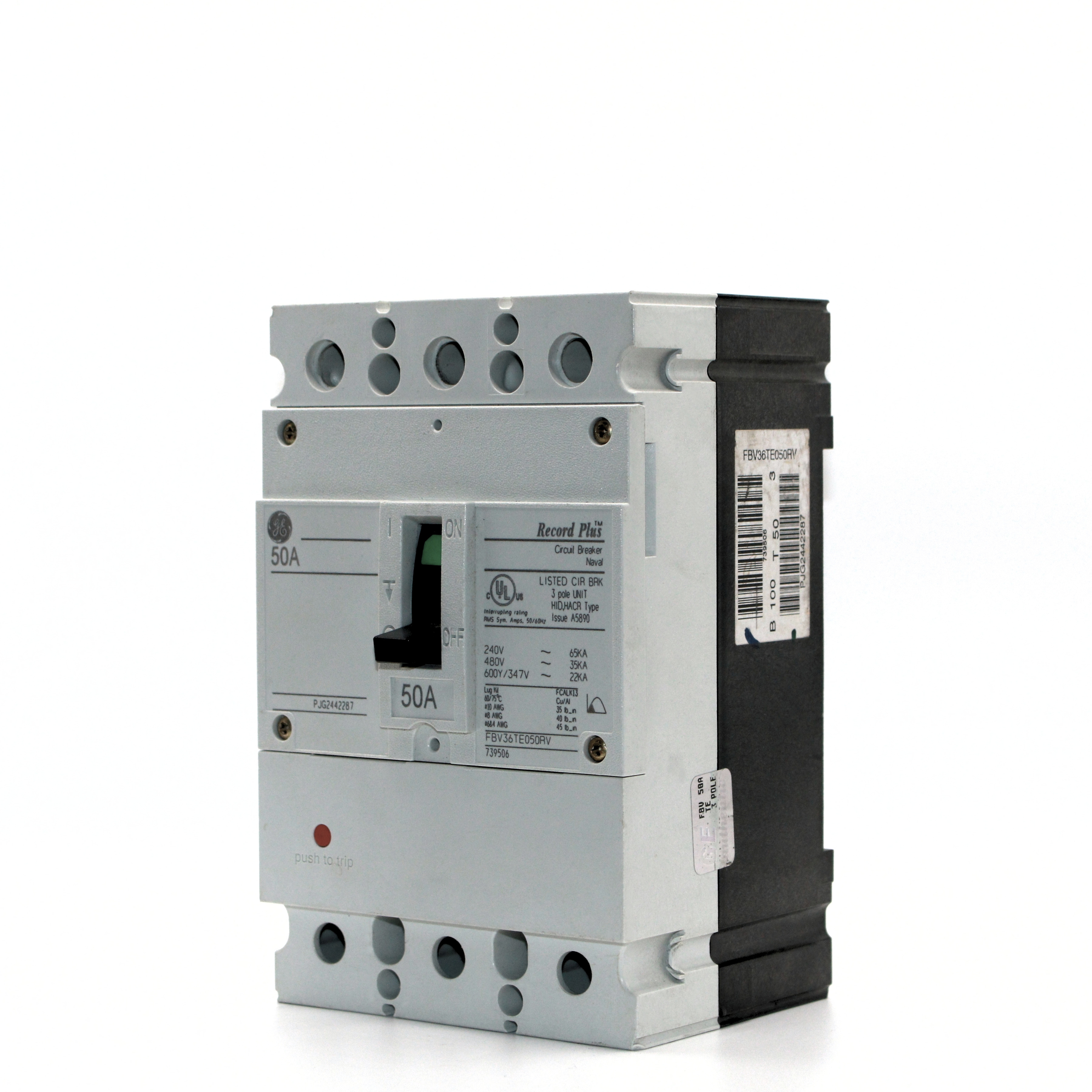 GE Record Plus FBV 3-Pole Circuit Breaker, 600V  (45A - 100A)