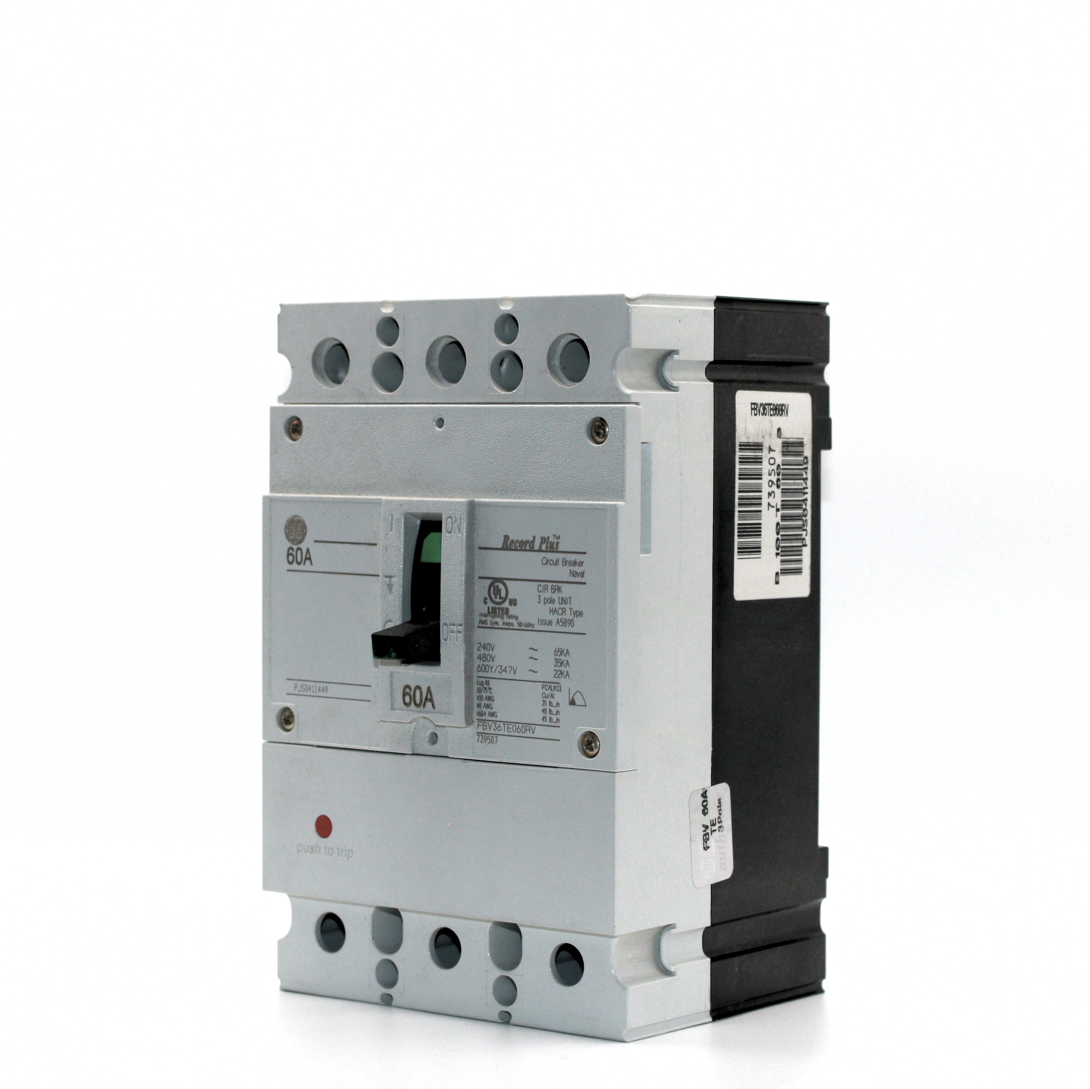 GE Record Plus FBV 3-Pole Circuit Breaker, 600V  (45A - 100A)