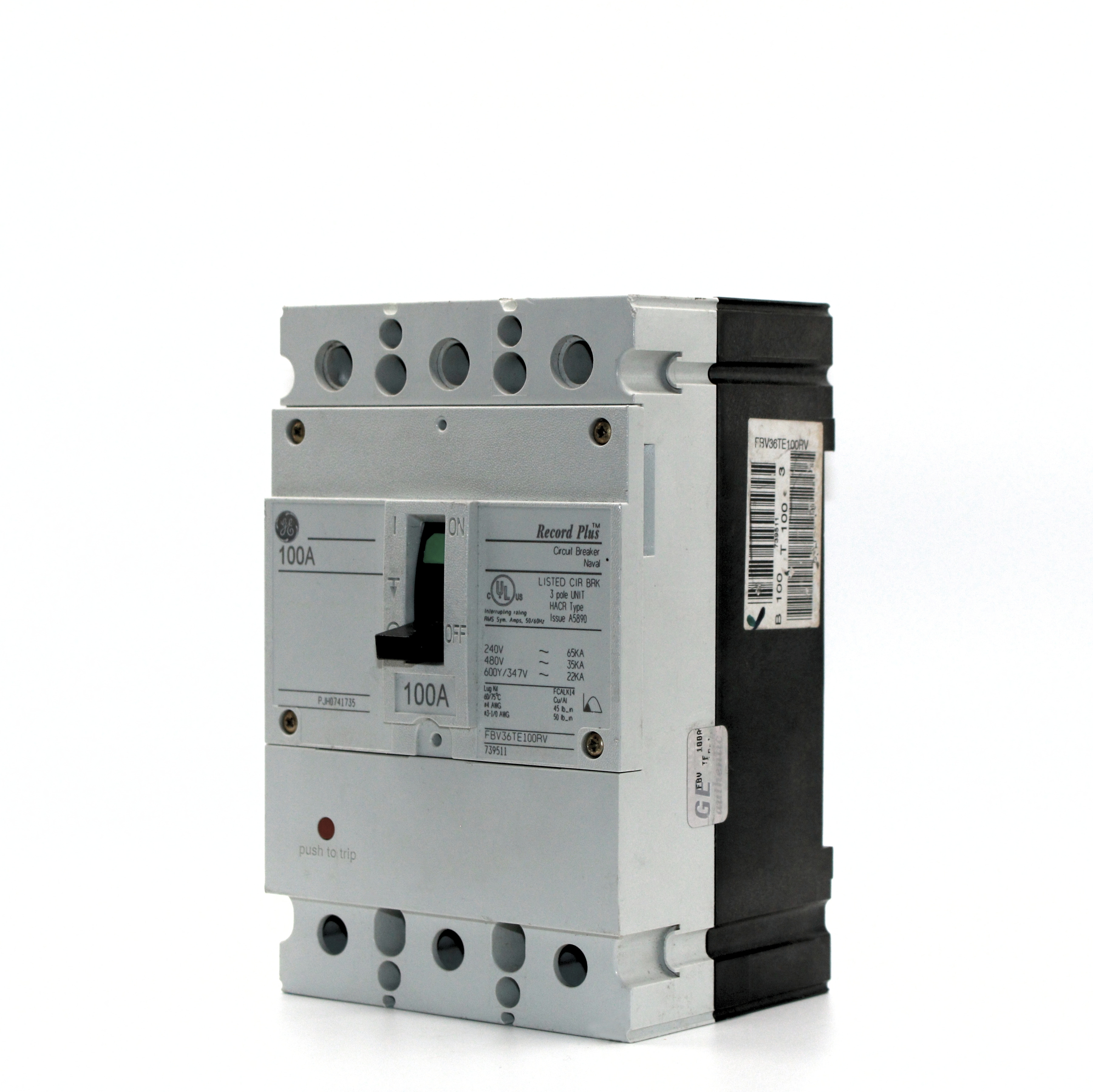 GE Record Plus FBV 3-Pole Circuit Breaker, 600V  (45A - 100A)