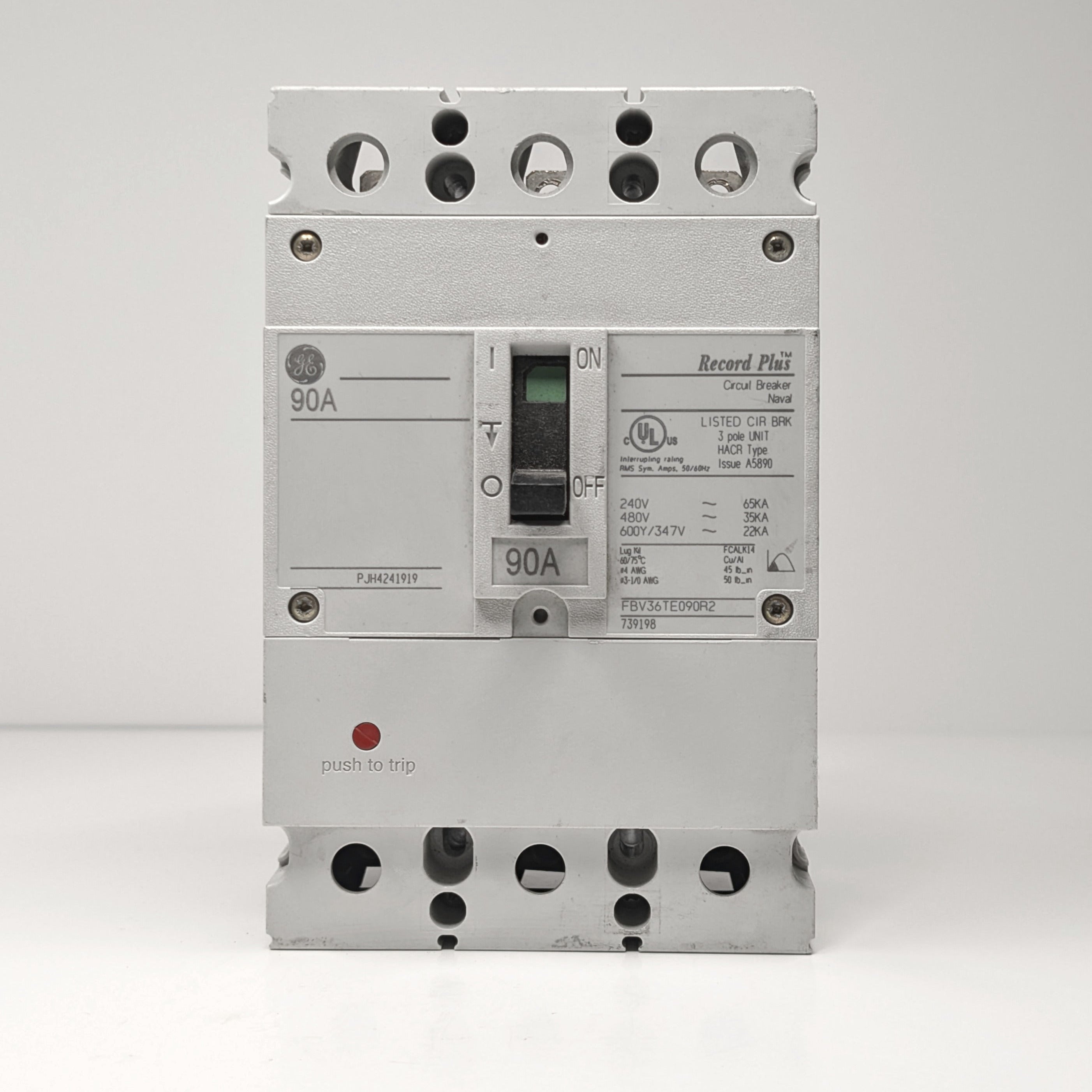 GE Record Plus FBV 3-Pole Circuit Breaker, 600V  (45A - 100A)