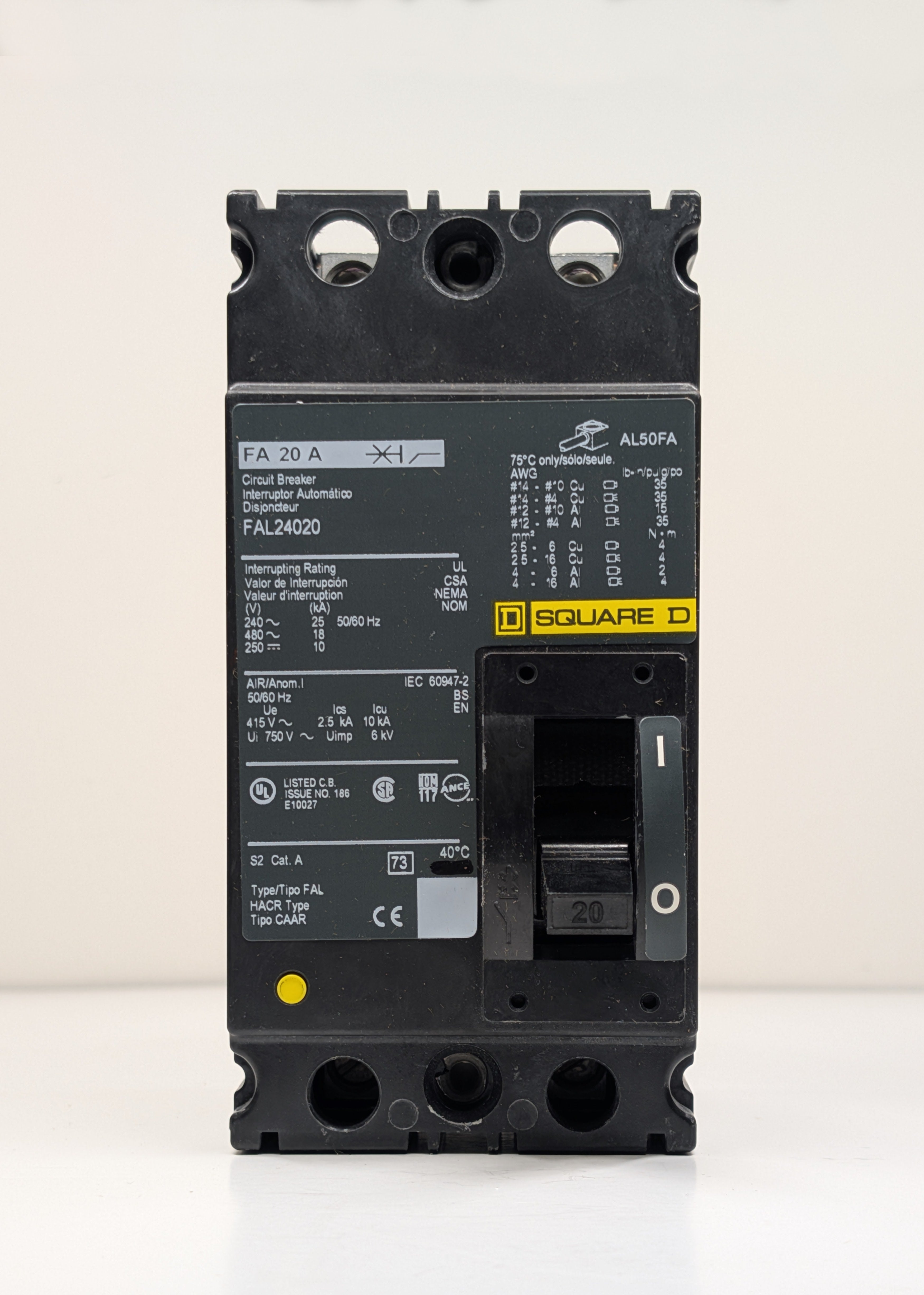 Square D FAL24020 2 Pole Circuit Breaker