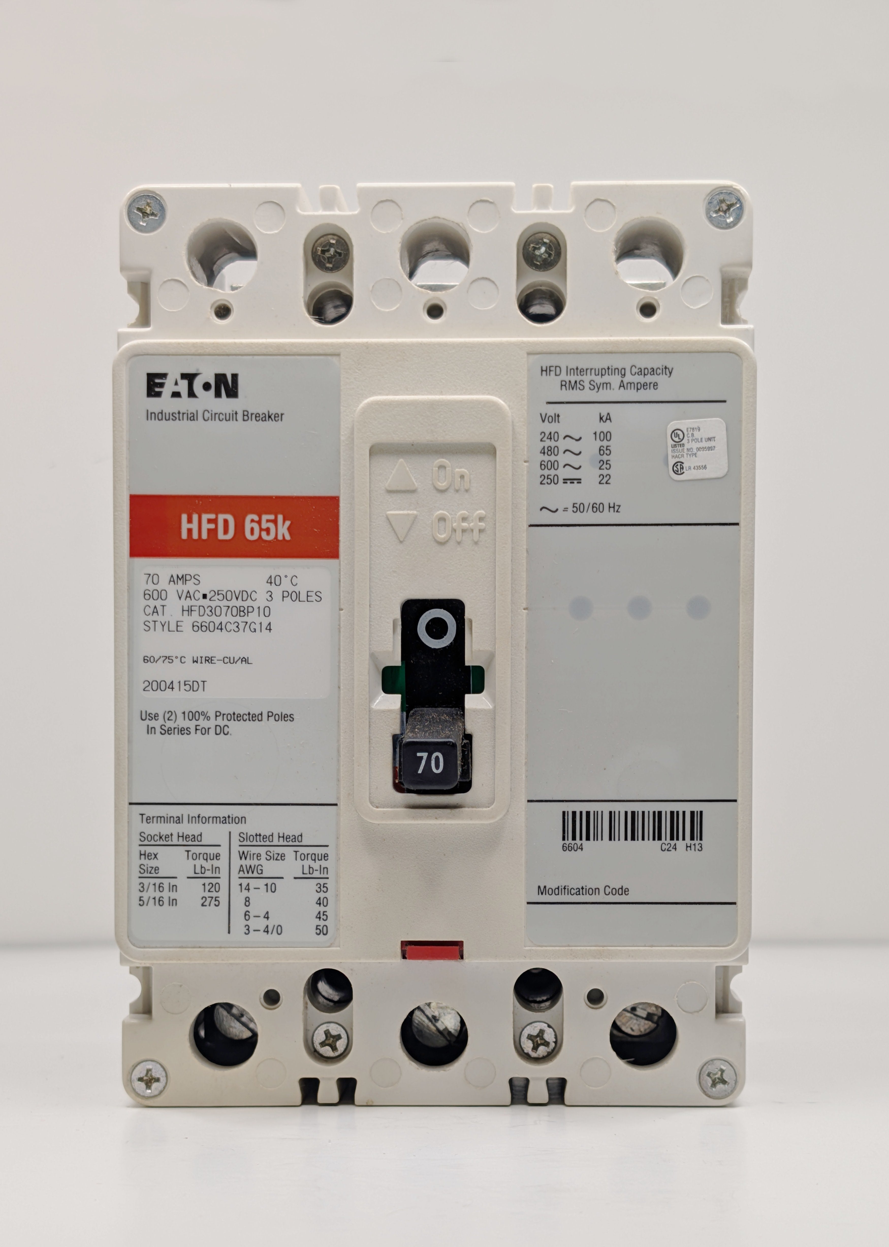 Eaton HFD3070 Molded Case Circuit Breaker