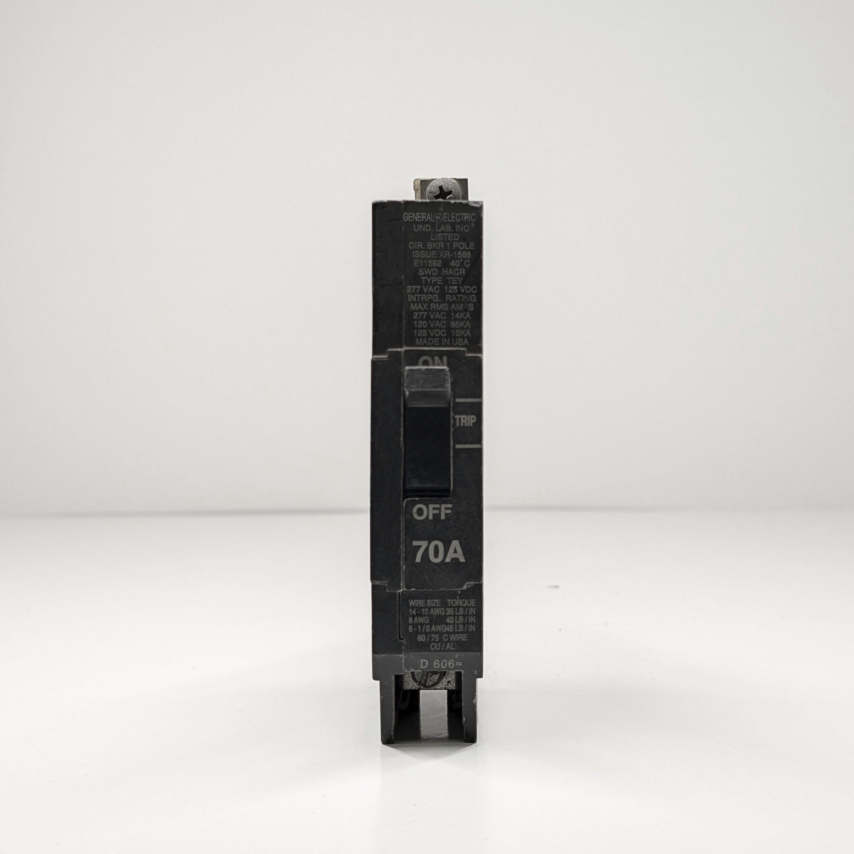 GE TEY 1-Pole Bolt-On Circuit Breaker (15A - 70A)