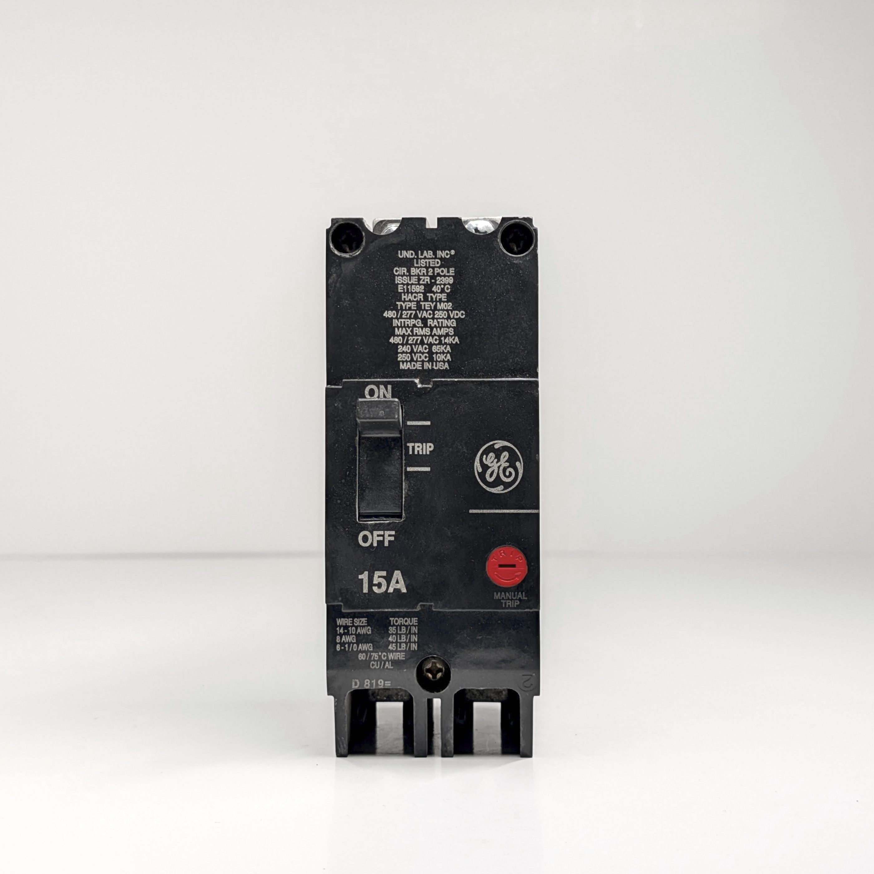GE TEY 2-Pole Bolt-On Circuit Breaker (15A - 90A)