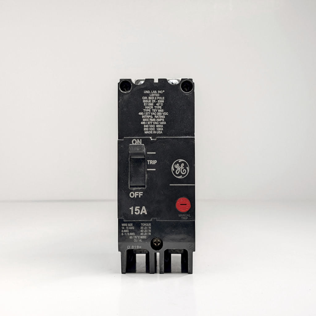 GE TEY 2-Pole Bolt-On Circuit Breaker (15A - 90A)