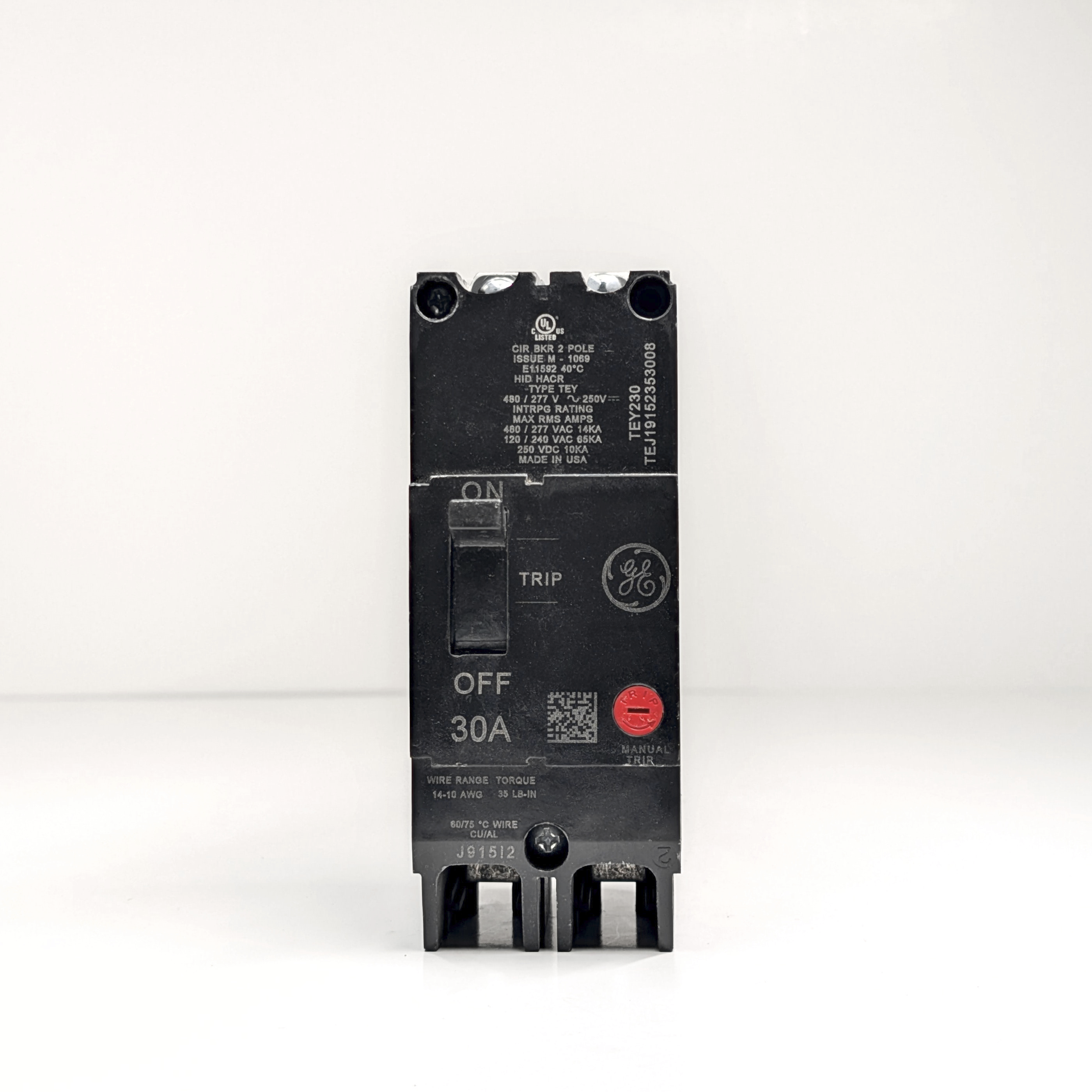 GE TEY 2-Pole Bolt-On Circuit Breaker (15A - 90A)