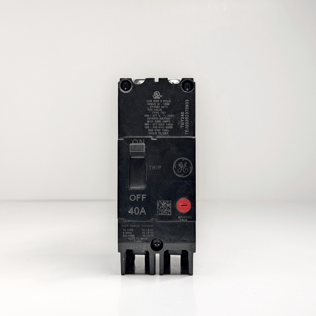 GE TEY 2-Pole Bolt-On Circuit Breaker (15A - 90A)