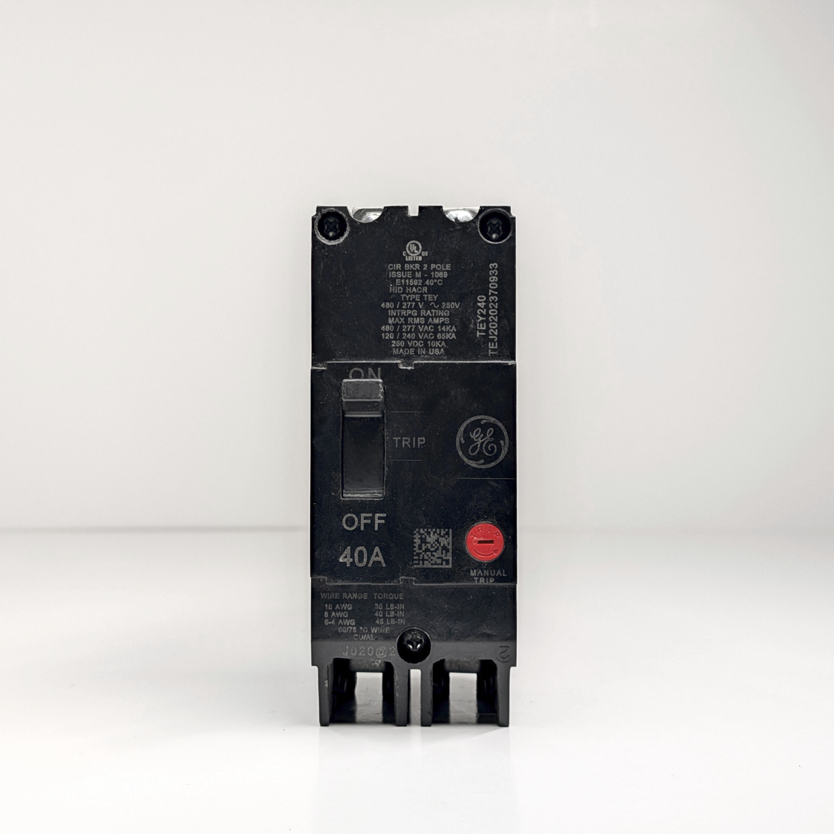 GE TEY 2-Pole Bolt-On Circuit Breaker (15A - 90A)