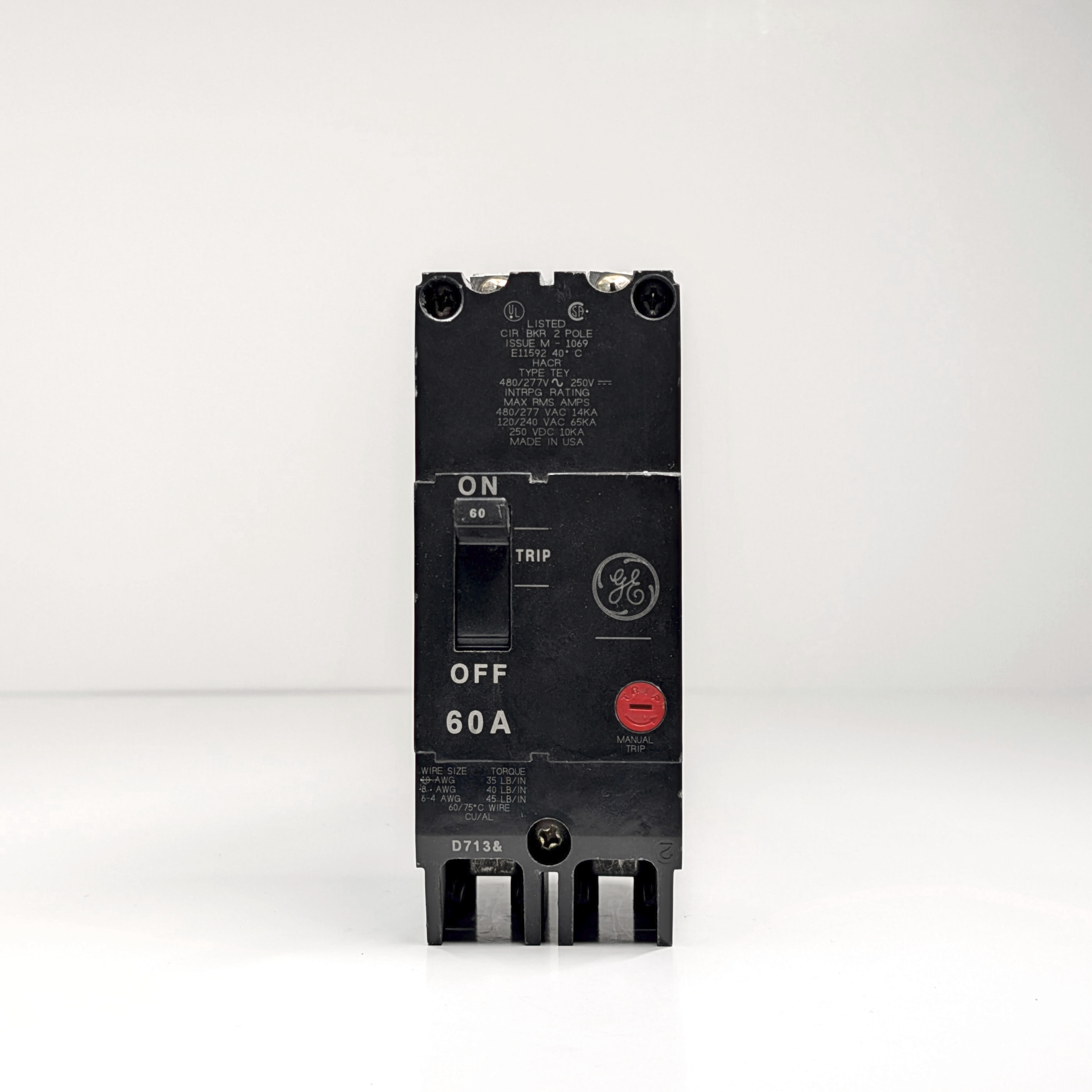 GE TEY 2-Pole Bolt-On Circuit Breaker (15A - 90A)