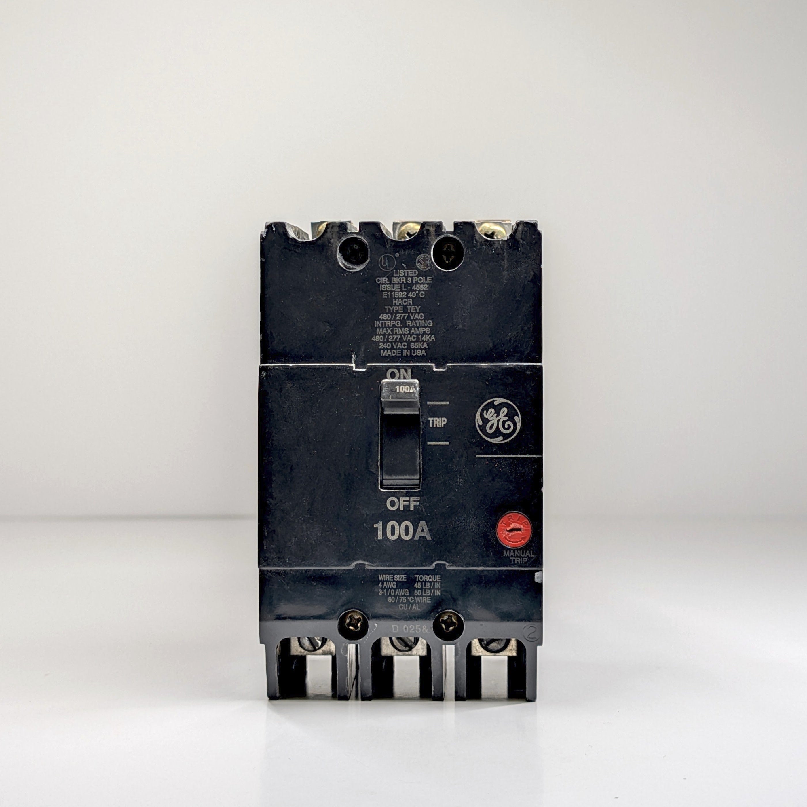 GE TEY 3-Pole Bolt-On Circuit Breaker (15A - 100A)
