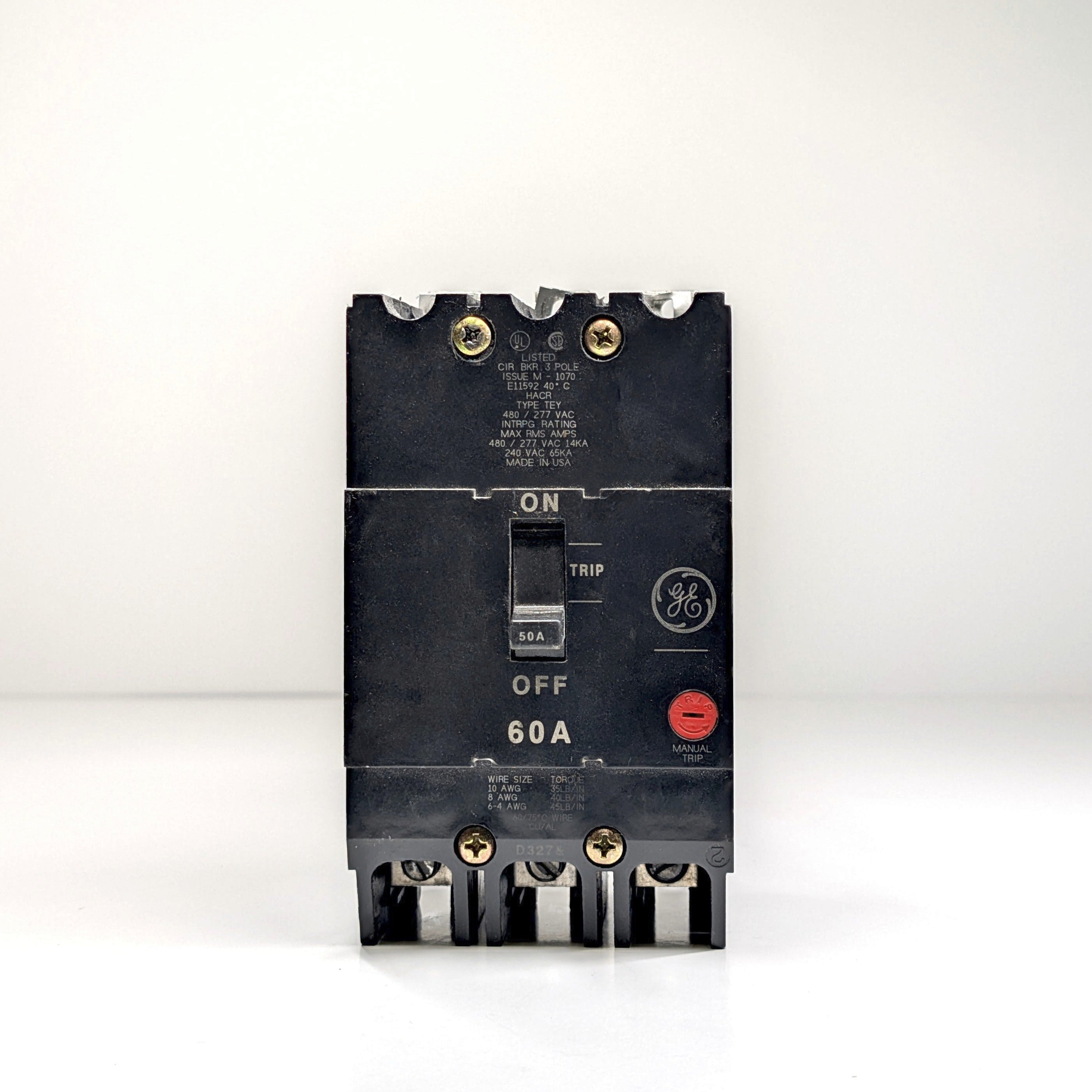 GE TEY 3-Pole Bolt-On Circuit Breaker (15A - 100A)