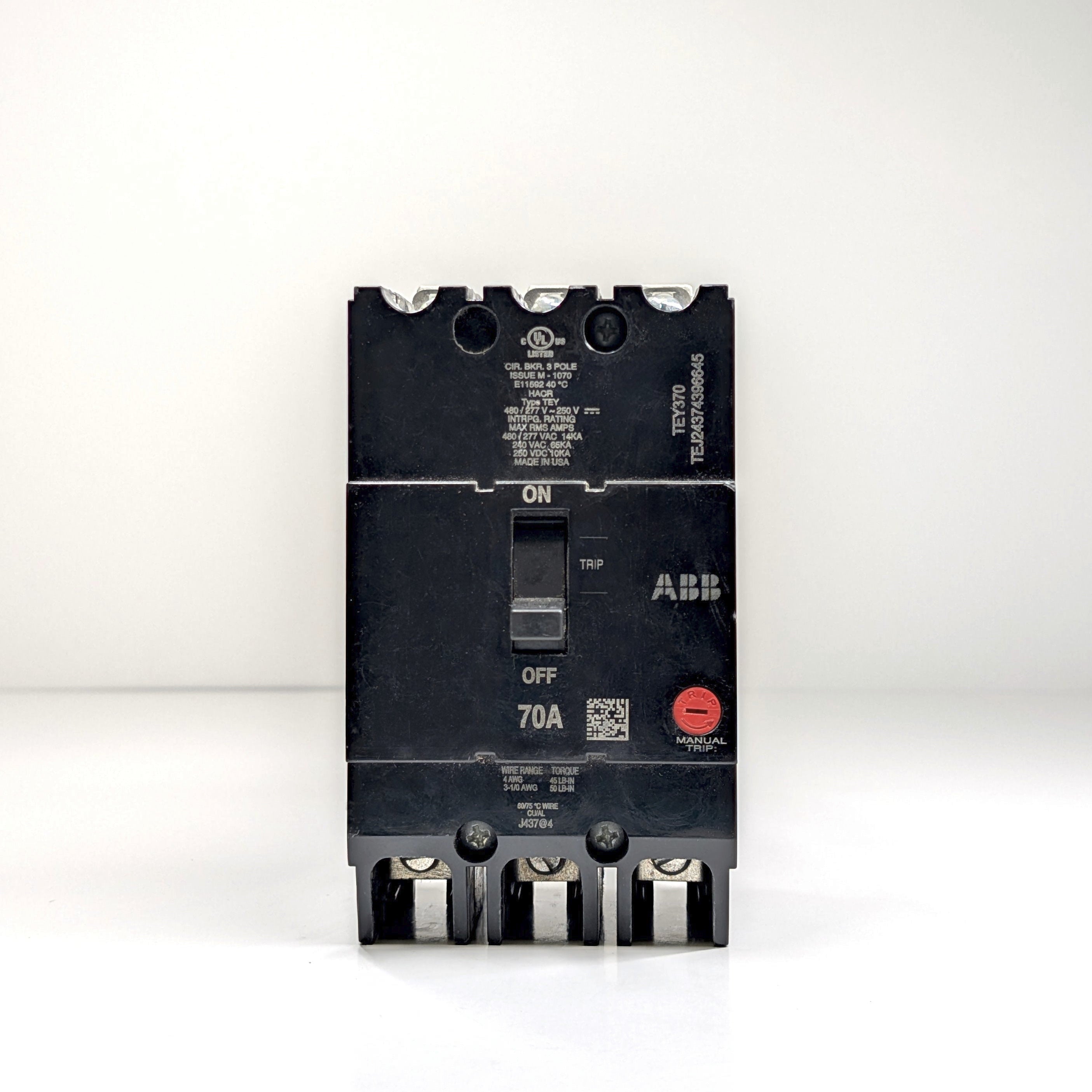 GE TEY 3-Pole Bolt-On Circuit Breaker (15A - 100A)