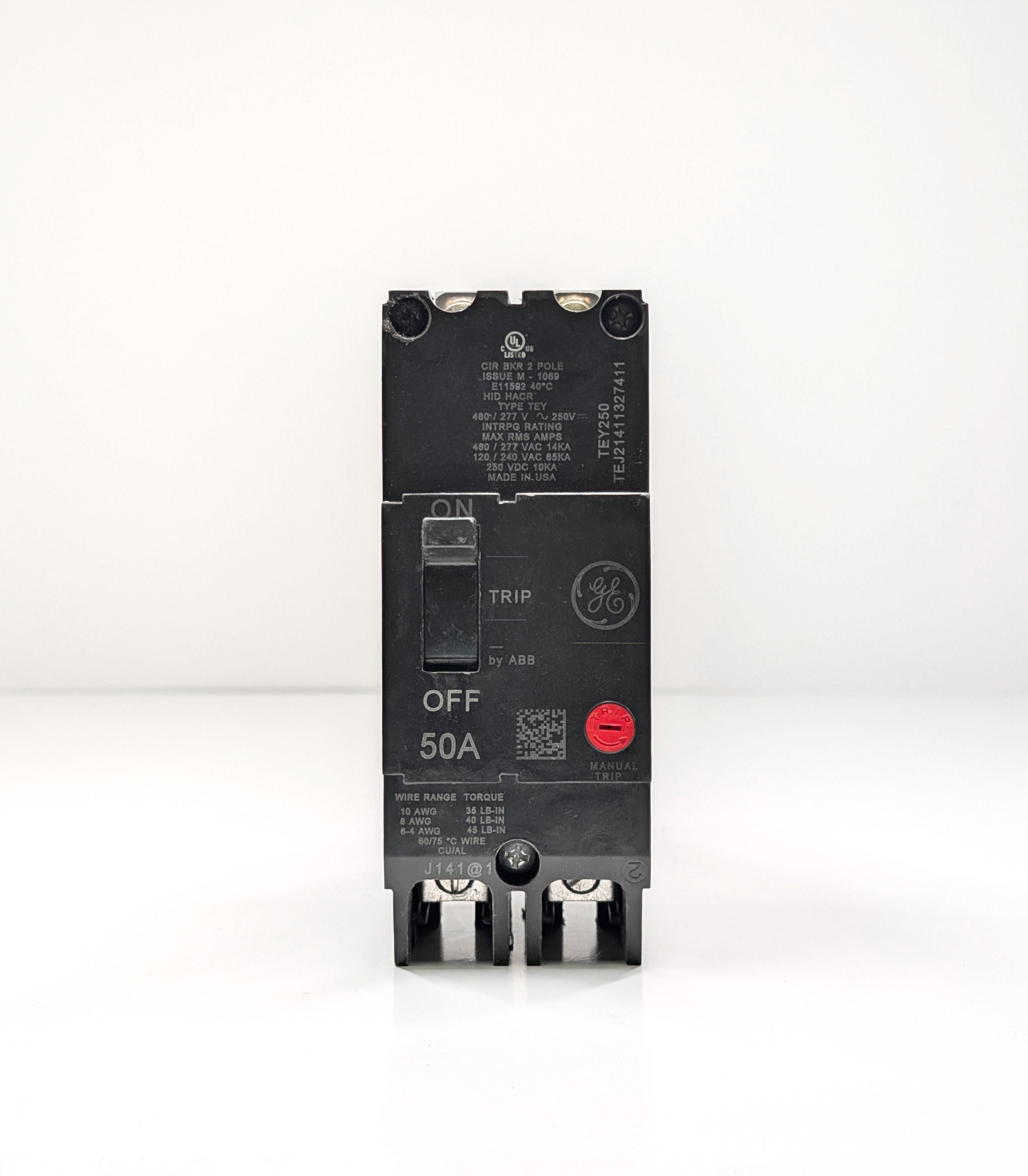 GE TEY 2-Pole Bolt-On Circuit Breaker (15A - 90A)